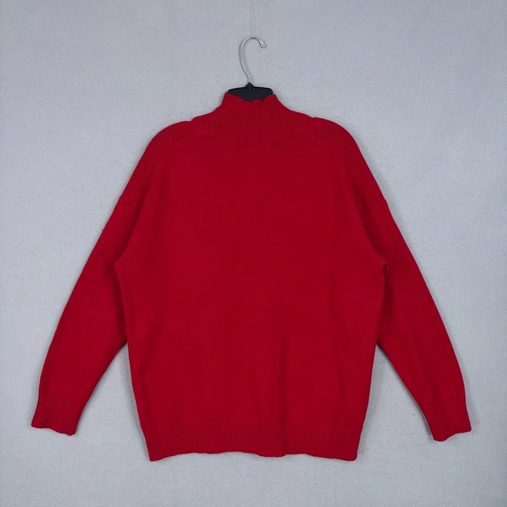 Banana Republic Sweater Mens Medium Red Mock Neck Cotton Blend Casual Preppy
